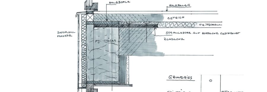 Blaesig Architekten Haus Riewenherm Detail Handskizze